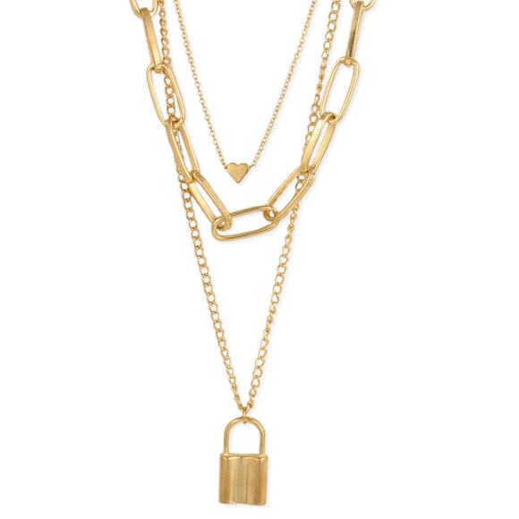 Locked in Love Gold Layer Necklace - Picture 1 of 2